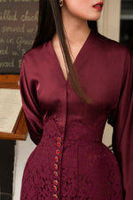 Emerald Lace Dress - Red