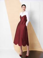 RED BROCADE DRESS