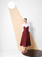 RED BROCADE DRESS