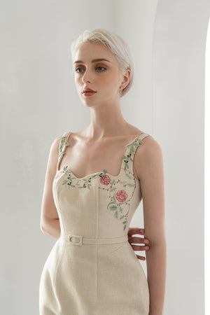 Embroidered Pencil Dress