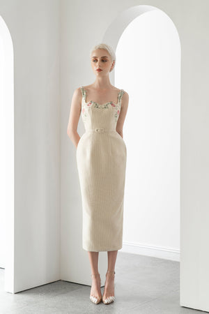 Embroidered Pencil Dress