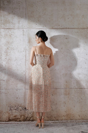 Floral Pleat Midi Dress