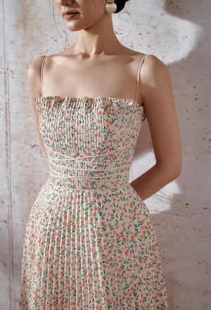 Floral Pleat Midi Dress