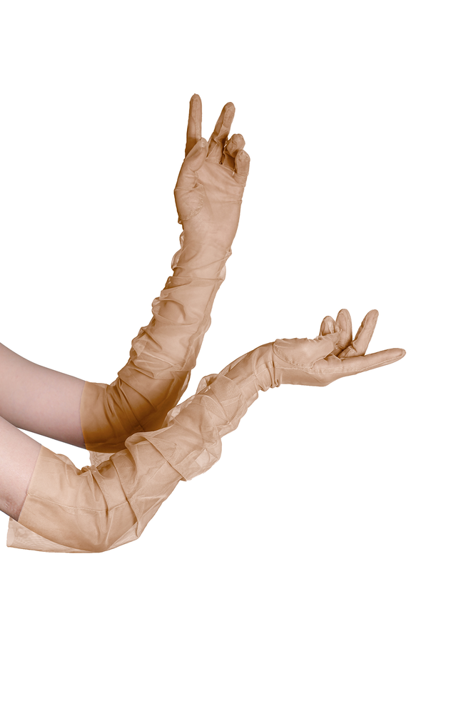 
            
                Load image into Gallery viewer, Beige Tule Gloves
            
        