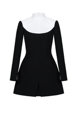 BLACK SMOCKED MINI DRESS