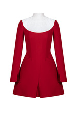 RED SMOCKED MINI DRESS
