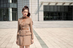 Brown Gingham Mini Skirt