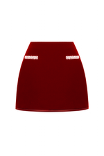 RED BEADED MINI SKIRT