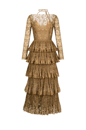 GOLD LACE LAYERED DRESS