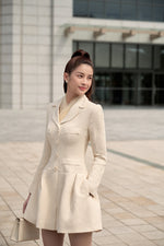 Beige Flared Mini Dress