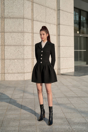 Black Flared Mini Dress
