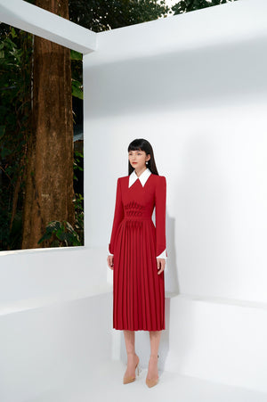 Red Smock Midi Dress