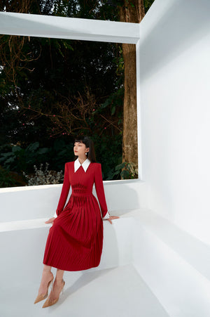Red Smock Midi Dress