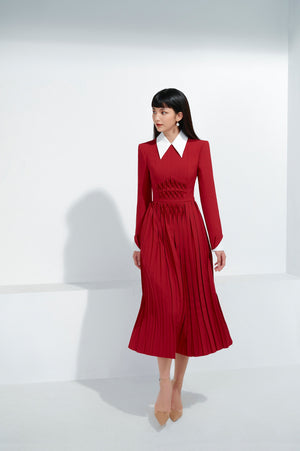 Red Smock Midi Dress