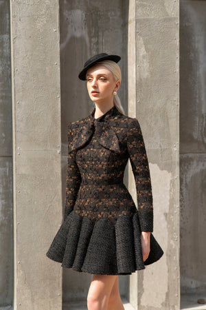 Kelly Dress Brown Tweed