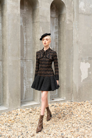 Kelly Dress Brown Tweed