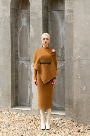 Melania Scarf Cape - Brown