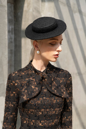 Kelly Dress Brown Tweed