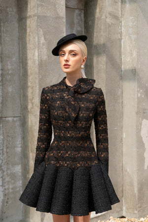 Kelly Dress Brown Tweed