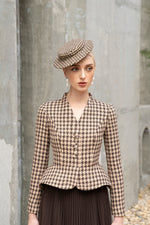 Bloom Blazer Brown and Beige Houndstooth