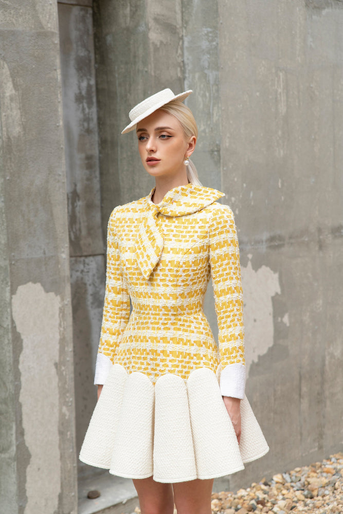 
            
                Load image into Gallery viewer, Kelly Dress Yellow Tweed
            
        
