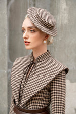 Wallis Hat - Small Brown Houndstooth