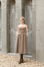 Rania Dress - Brown and Beige Houndstooth