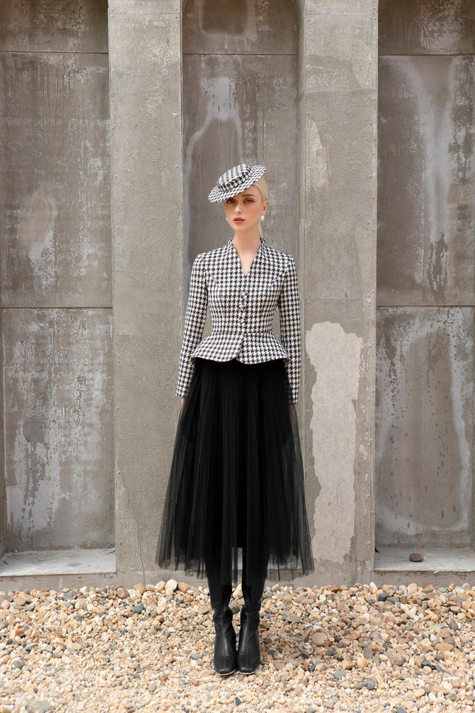 Bloom Blazer Black and White Houndstooth