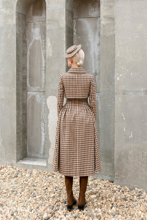 Rania Dress - Brown and Beige Houndstooth