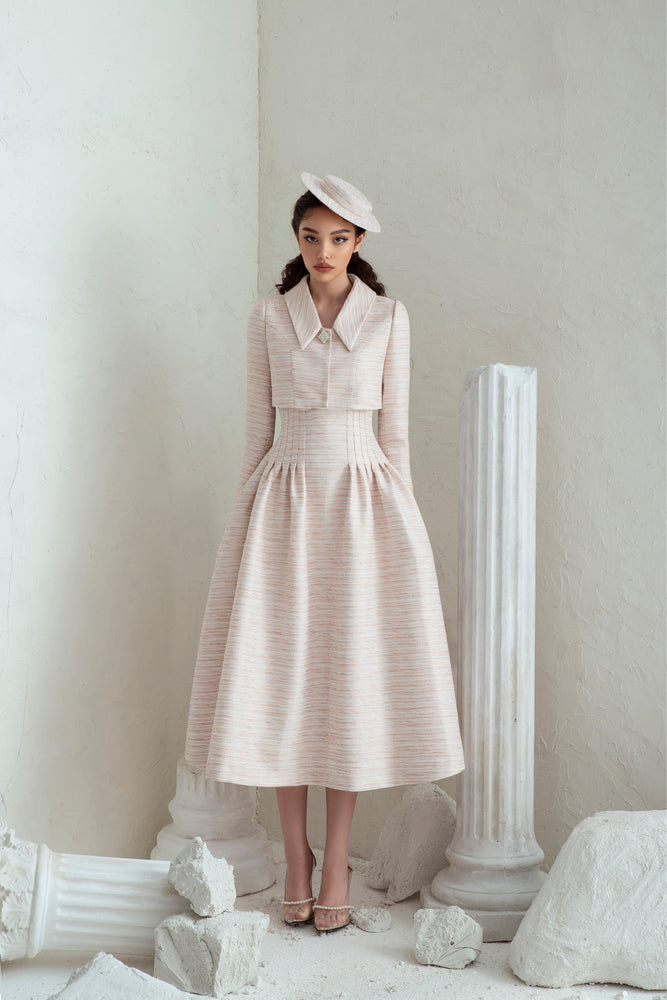
            
                Load image into Gallery viewer, Rania Dress &amp;amp; Rania Jacket - Pale Pink
            
        