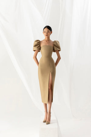 PUFF SLEEVE PENCIL DRESS