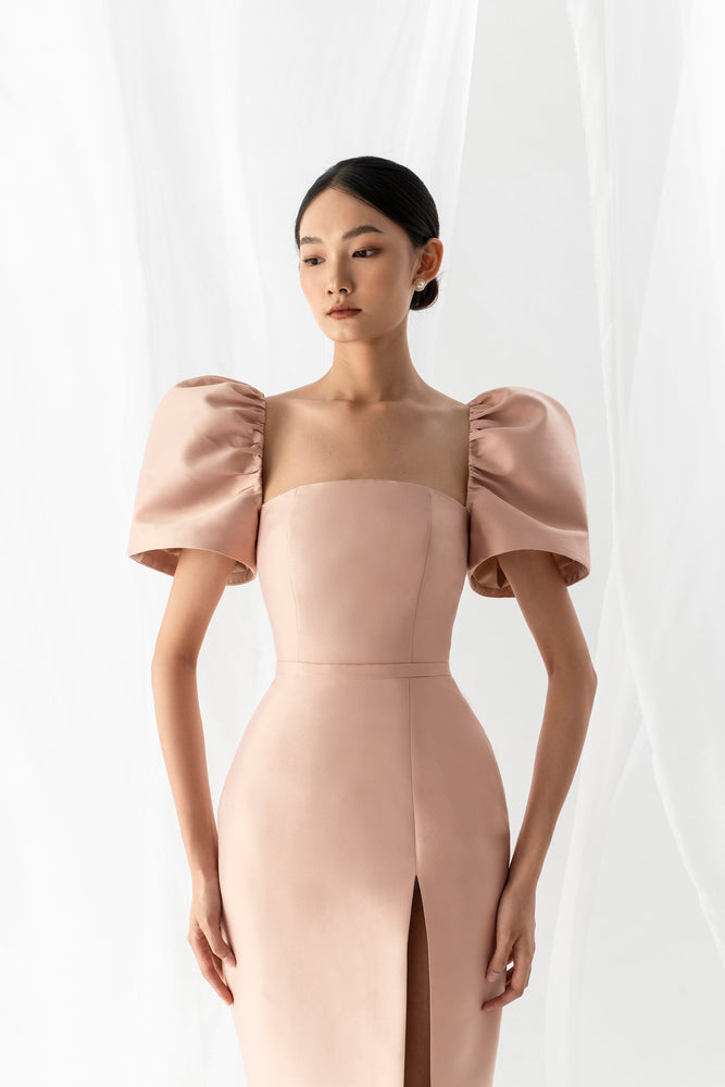 PUFF SLEEVE PENCIL DRESS