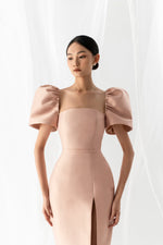 PUFF SLEEVE PENCIL DRESS