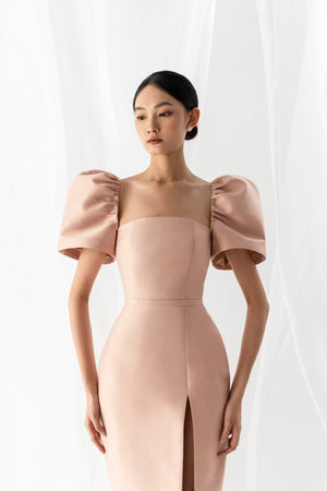 PUFF SLEEVE PENCIL DRESS