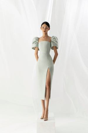 PUFF SLEEVE PENCIL DRESS