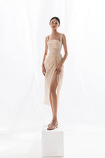 ORGANZA LINEN DRAPED DRESS