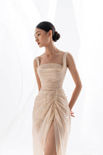 ORGANZA LINEN DRAPED DRESS