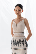 ZEBRA EMBROIDERED MIDI DRESS