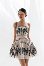 ZEBRA EMBROIDERED MINI DRESS