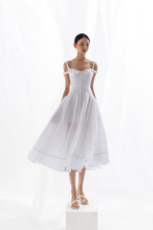 LINEN TWIST MIDI DRESS
