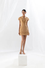 WHEAT EMBROIDERED DRESS