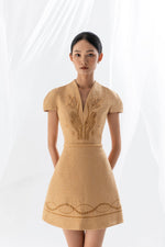 WHEAT EMBROIDERED DRESS