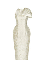 BROCADE BOW DRESS - CREAM