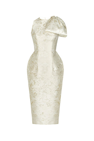 
            
                Load image into Gallery viewer, BROCADE BOW DRESS - CREAM
            
        