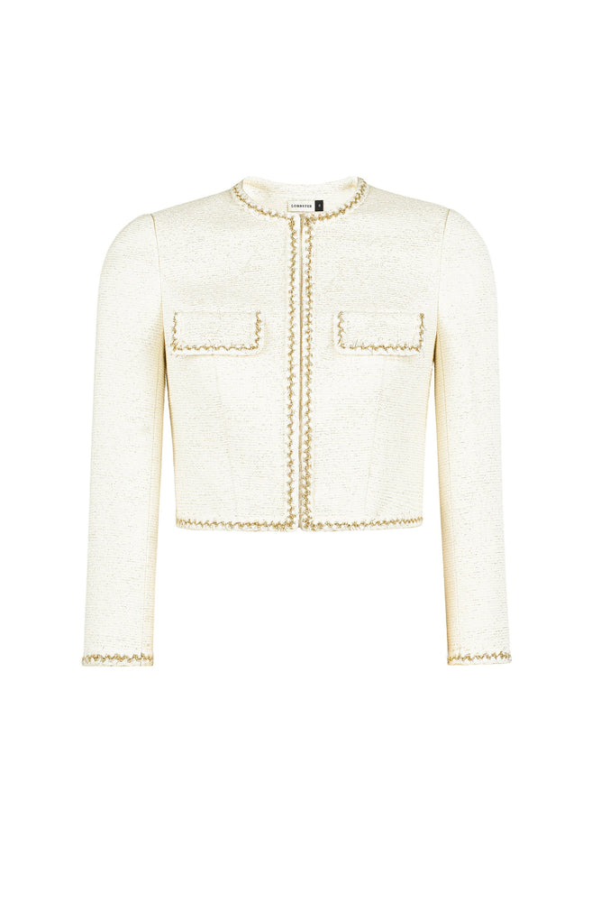 Charlotte Jacket - White with golden thread