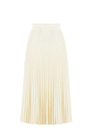 
            
                Load image into Gallery viewer, Charlotte Skirt - White with golden thread
            
        