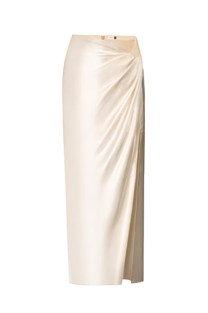 Drapped Cream Midi Skirt
