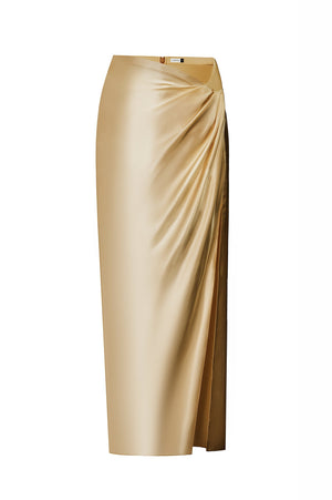 Drapped Bronze Midi Skirt
