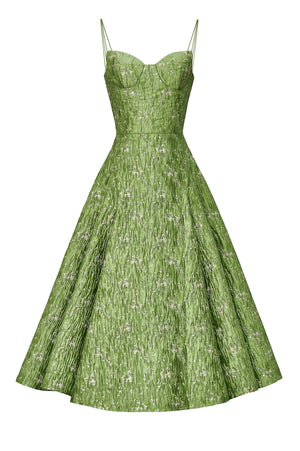 Bamboo Brocade Midi Dress