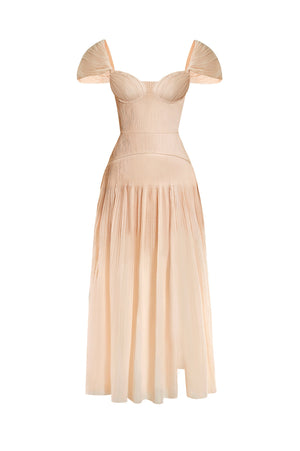 Twist Beige Midi Dress